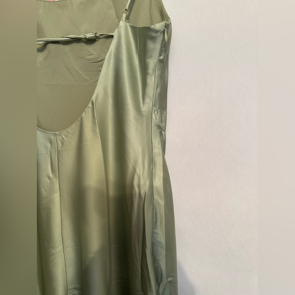 NWT Cider Satin Floral Backless Midi Slip Dress Pale Green w Pink Size Medium - Picture 9 of 14